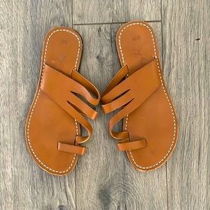 Brown Leather Sandals, Size 7